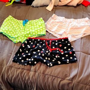 3 women's pajama shorts, size medium.  Aerie, Exhilaration, and Faded Glory
